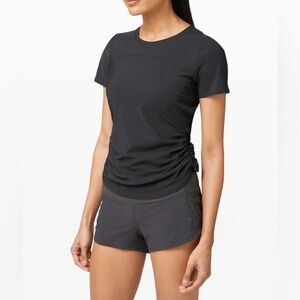 Lululemon Run off Route Short Sleeve Slim-Fit Running Shirt Top Black Size 4
